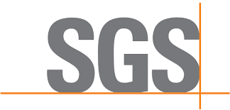 SGS logo in gray with orange lines